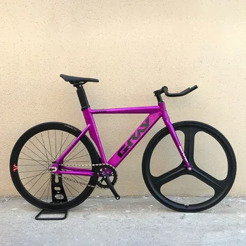 Gri Fixie Biciclete din Aliaj de Aluminiu 52cm Cadru Furca-O singură Bucată de Aliaj de Magneziu Roata Singură Viteză Pistă de Biciclete Plat Spițe Jante