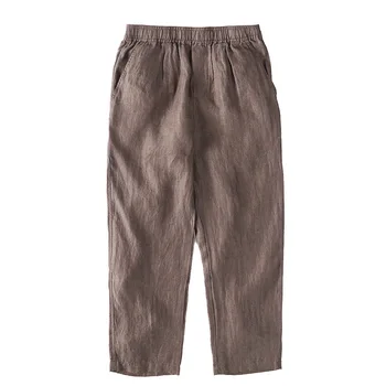 Vara Subțire Largă Lenjerie Pantaloni pentru Bărbați Îmbrăcăminte de Epocă Liber Supradimensionat Pantaloni Largi Lungime de Glezna Elastic Talie Pantaloni Pentru bărbați maro