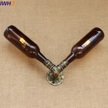 IWHD Vintage Industrial Loft Metalice de Perete de Lumină Umbra de Sticlă de Perete LED Lampă de Iluminat Interior Lămpi de Noptieră Retro, Lumini de Perete Tranșee