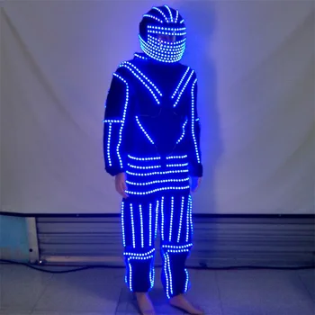 Noul Design Luminoasă cu LED-uri de Dans Costum de Haine Cu Led Casca Stralucitoare Robot Costume de Performanță Etapă de Îmbrăcăminte pentru dans