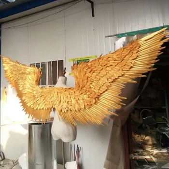 De aur de mari dimensiuni de adult cu aripi de înger catwalk lenjerie arată recuzită festivalul Pană de Înger aripa cosplay costum de aprovizionare partid