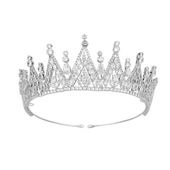 MYFEIVO Mireasa Tiara Elegant Zirconiu Coroană de Păr Accesorii Printesa Prelungi Coroana Nunta de Basm Bijuterii HQ0794