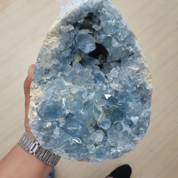 6000-6500g Naturale celestite geode cuarț cluster specimen Albastru Spar Gaura Geode Piatră prețioasă de vindecare 1buc