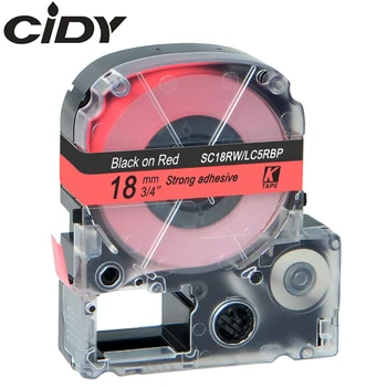 CIDY 30buc SC18RW/LC5RBP9 LC-5RBP Compatibil Pentru Epson/KingJim LW-300 LW-400 Negru pe Roșu laminat 18mm eticheta casete