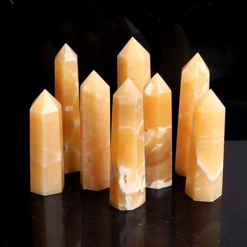1KG Naturala Ridicata Aur Congelate Piatra Punct de Lux Calcit, Cuarț Galben Bagheta Cristale Obelisc de Piatră de Vindecare Decor Acasă
