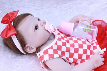 Silicon păpuși reborn fata papusa jucării cadou înrădăcinate nou părul roșu rochie bebe 22inch 55cm boneca renăscut silicon completa