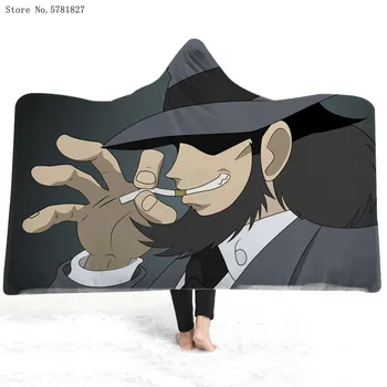 Lupin III cu Gluga Pătură Rupan Sansei Fleece Pătură de Imprimare 3D Japonia Anime Arunca Pătură de Acasă de Desene animate Personalizate Portabil Pătură