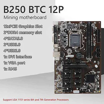 B250 BTC Mining Placa de baza Stabilit Cu 12X009S PCIE Riser Card+1XG3900 CPU+2X RAM DDR4 12 GPU LGA1151 DDR4 DIMM SATA3.0