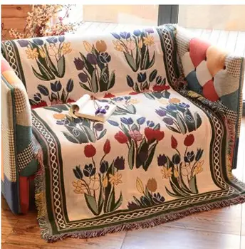 Vintage flori model canapea fir pătură, covor camera de zi tabel pânză de bumbac lenjerie de pat pătură groasă