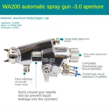 WA-200 Pistol de Pulverizare Linie de Asamblare Condiționată de Cupon, Pistol Automat 1.2/1.5/2.0/2.5/3.0/4.0 mm Duza Duza Mare de Aer Pulverizator