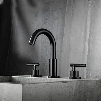 Noul design de Lux din alama baie chiuveta de robinet doi mâner trei găuri bazinul mixer robinet Rece robinet de apă caldă robinet de inalta calitate