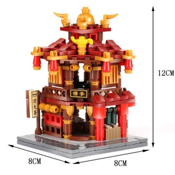 4 ÎN 1 Cadou jucării de Construcție din China Strada Jucării Wangjiang Turn Ceainărie Biblioteca Pânză de Casă bloc Set XINGBAO 01102