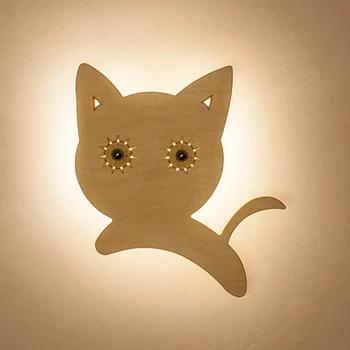 SGROW Creative din Lemn Pisici Lampă de Perete Copii de Desene animate Minunat de Lumini pentru Dormitor, Sufragerie Culoar Scări Tranșee de Perete de Lumină LED