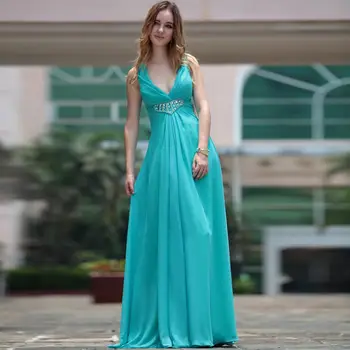 Livrare gratuita 2016 moda de calitate banchet spaghete curea formale rochie de bal albastru de apă sexy ștrasuri din mărgele de cristal Rochii domnișoare de Onoare