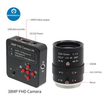 38MP HDMI Camera HD 1080P 60FPS Industriei Digitale, Camera de Securitate CCTV HD Manuală cu 5-50mm/ 2.8-12mm pentru Streaming Webcam