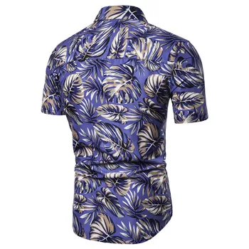 Pop Noi de Vara Barbati Frunze de Imprimare Tricouri cu Maneca Scurta Bluze Casual Om de Tineret Bluza Slim Boho Hawaiian Seaside Beach Shirt Pentru Bărbați