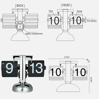 Flip-Ceas Digital De Mici Dimensiuni Ceas De Masa Retro Flip-Ceas Din Otel Inoxidabil Flip Dințată Acționată Cuarț Ceas Decor Acasă