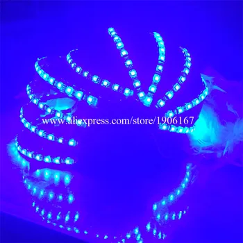 Noul Design plin de culoare RGB LED Luminos în Creștere Intermitent Robot Costume Casca de Halloween, de Crăciun Pălării de Partid Pentru Dans Bar DJ