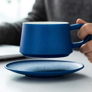 300ml Japoneză Ceașcă de Cafea Farfurie Set Ceramica Portelan Vintage Cana Albastru Ceașcă de ceai Teaware Ceai de după-Amiază Cupe Container se Ocupe de Cani