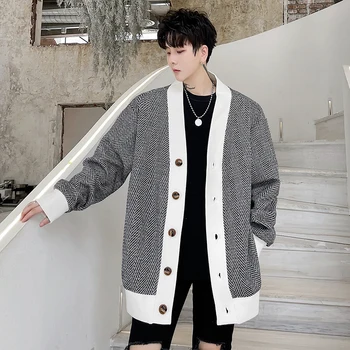 Omul Femeile Coreeană Stil Leneș Liber Casual Sacou Lână Îmbrăcăminte Exterioară Pentru Bărbați Moda Vintage Stripe Cardigan Strat Jachete
