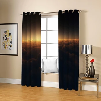 De înaltă calitate personalizate 3d cortina negru tesatura perdele opace nor îngroșarea perdele opace