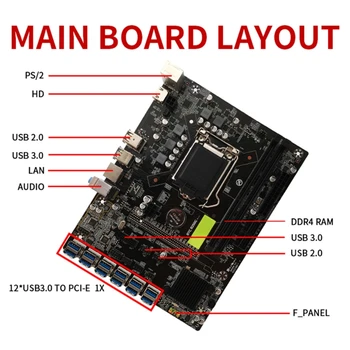 B250C BTC Mining Machine Placa de baza 12 USB 3.0 PCI-E placa Grafica G3900 Suportul CPU LGA 1151 Memorie DDR4 pentru Miner DXAC