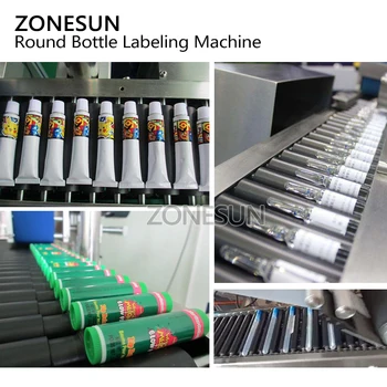 ZONESUN Automată Orizontală de Sticla Rotund Sac de Stilou Creion Trabuc Orizontală Bandă Adezivă Autocolant de Ambalare Masina de Etichetare