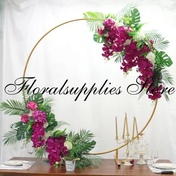 Nou stil florale nunta de aur de culoare arcuri metalice suport pentru flori decor rotund inel arc pentru nunti decor