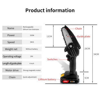 COOFIX-Electric Portabil de Tăiere Văzut Baterie Litiu Reîncărcabilă Mini prelucrarea Lemnului Drujba Garden Instrumente de Logare