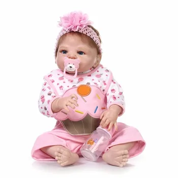 23inch Plin de Silicon Corpul Renăscut Baby Doll Jucării Realiste 55cm Printesa Fată Nou-născut Copii Papusa de aniversare pentru copii casă de joacă de copil
