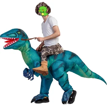 Gonflabile Costum de Dinozaur Costume T REX Sufla Rochie Fancy Scape pe Raptor Cosplay Costum Pentru Barbati Femei Desene animate
