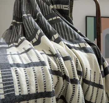 Geometrie Home Textile De Bumbac Tricotate Pătură Acasă Aruncă Pentru Canapea Acoperi Decor Cuvertură Pentru Pat Pat Pături De Lână Pătură