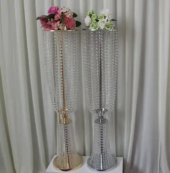 Noi vindem fierbinte țeapă cu acrylice șirag de mărgele fire ,înalt acrilica cristal suport de flori pentru masă de nuntă centerpieces