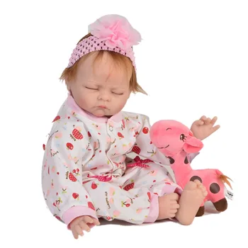 22inch Realiste Renăscut Baby Dolls lucrate manual de Copii Papusa Atât de Adevărat Papusa adorabil Pentru Copilul bebe de Jucărie Cadouri de Ziua de nastere cadouri de Crăciun