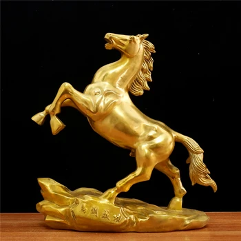 Mare # HOME SHOP office eficace Mascota Prosper bogăția Aduce noroc de bani de aur cupru Succes cal FENG SHUI statuie
