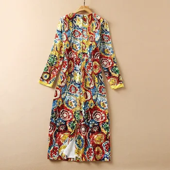 Europene și Americane de îmbrăcăminte pentru femei de iarnă 2022 noi maneca Lunga abstract de imprimare de Moda cu margele rochie de catifea