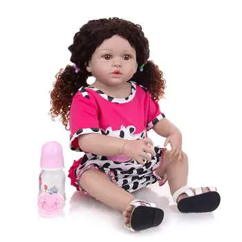 Realiste 57 CM, Full Silicon Renăscut Baby Dolls Ca Printesa Cu Boom-ul de Par Nou-născut Copilul Baie Papusa Copii Ziua de nastere Cadou de CRĂCIUN