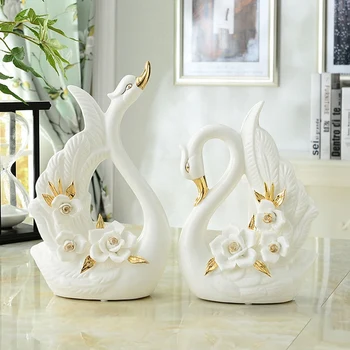 1 Pereche Ceramice Swan Artizanat, Cadouri De Nunta, Creative Decoratiuni Pentru Casa, Birou Creative Desktop Ornamente