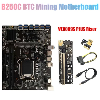 B250C BTC Mining Placa de baza+009S Plus Coloană 12XPCIE să USB3.0 GPU Slot LGA1151 Suport DDR4 RAM Placa de baza Desktop