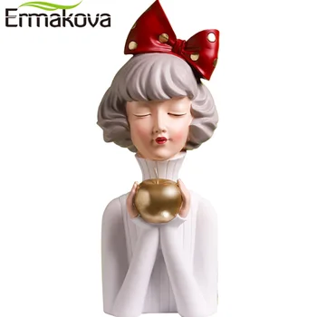 ERMAKOVA Mere Drăguț Fată Rășină Statuie Sculptura Caractere Meserii Cadouri, Decorațiuni interioare, Potrivite pentru Decoratiuni Interioare