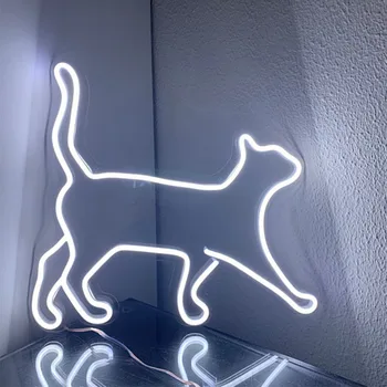 De Mers Pe Jos Pisica De Lumină Led, Semne De Neon Flexibil Iluminat Interior Forma De Animale Pentru Cameră Decor Acasă