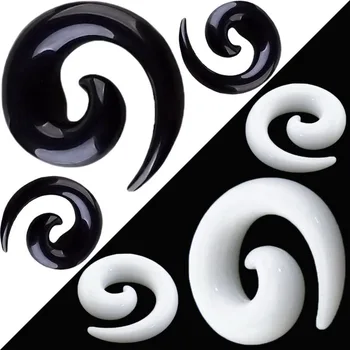 HENGKE MARE și Negru Spirala Expanders12mm~20mm UV Acrilic fiecare dimensiune 10pair Ear expander Plug Trup Tunel Targă en-gros
