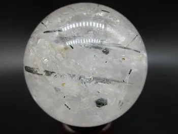 72mm R Naturale Alb Cristal de Cuart Clare Rutilated Cuarț NEGRU Rotund Minge Magică de Vindecare Reiki Decor