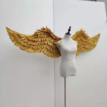 Aur pană de înger aripa model de adult pista lenjerie arată fotografiere elemente de recuzită festival aripa partid pentru Ziua Halloween