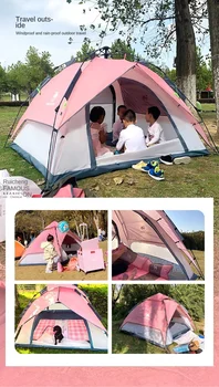 Zq în aer liber, Cort Mare Familie Usa Dubla de Camping Camping în aer liber Protecție solară Portabil Dovadă de Ploaie