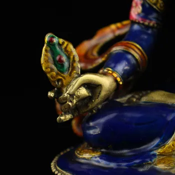 Laojunlu Veche Mănăstire Tibetană Pentru A Colecta Vechi Cupru Pur Pure De Mână-A Făcut Cloisonné Albastru Alb Doumu Buddha Un Bronz Antic