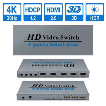Compatibil HDMI KVM 4K Switch 4 Porturi Pentru 2 calculatoare Cota de Afișare PC Converter Suportă Keyboard Mouse-ul Imprimantei Picătură de Transport maritim