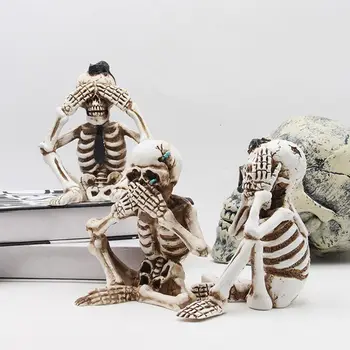 3pcs Halloween Rășină Craniu Decorare Casa Bantuita Recuzită Cimitir Ornamente 517E