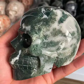 10cm Naturale aqua agat cristal sculptură craniu meditație reiki de vindecare, acasă decorare poate fi folosit ca un cadou