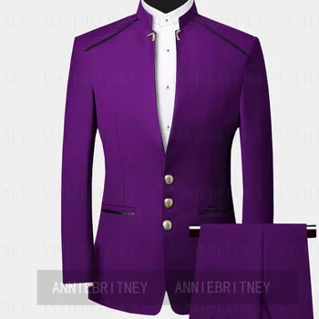(Sacou+Pantaloni) Frumos Anglia Stil 2 Bucata Mirele Tuexdos Pentru Nunta Bal Formale Costum Petrecere Seara Blazer Personalizate